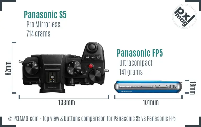 Panasonic S5 vs Panasonic FP5 top view buttons comparison