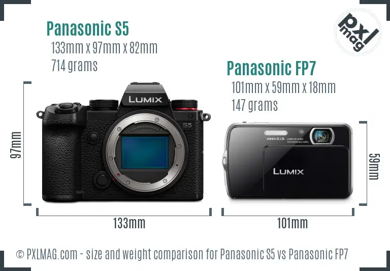 Panasonic S5 vs Panasonic FP7 size comparison