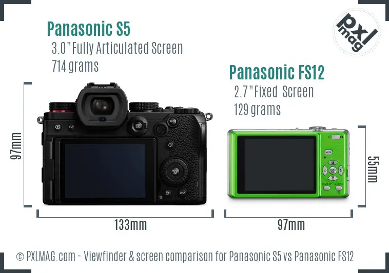 Panasonic S5 vs Panasonic FS12 Screen and Viewfinder comparison