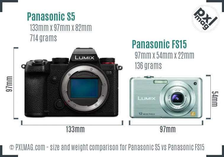 Panasonic S5 vs Panasonic FS15 size comparison