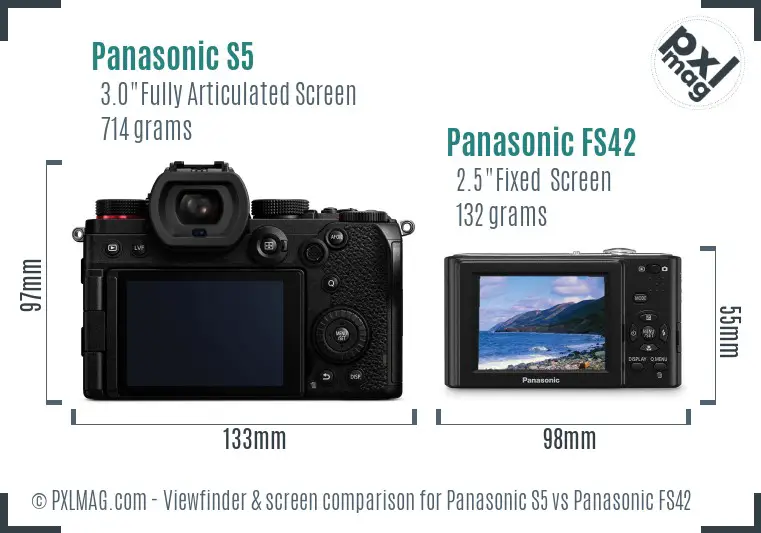 Panasonic S5 vs Panasonic FS42 Screen and Viewfinder comparison