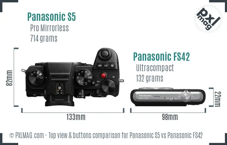 Panasonic S5 vs Panasonic FS42 top view buttons comparison