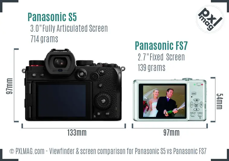 Panasonic S5 vs Panasonic FS7 Screen and Viewfinder comparison