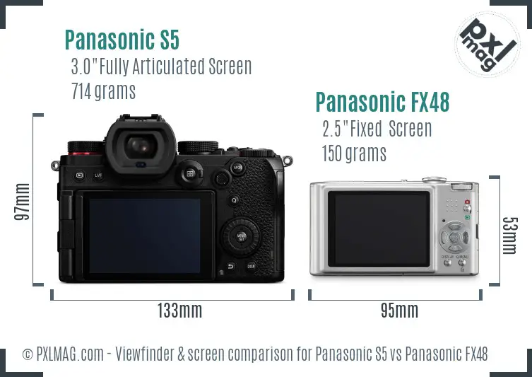 Panasonic S5 vs Panasonic FX48 Screen and Viewfinder comparison