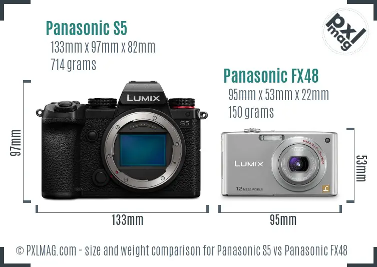 Panasonic S5 vs Panasonic FX48 size comparison