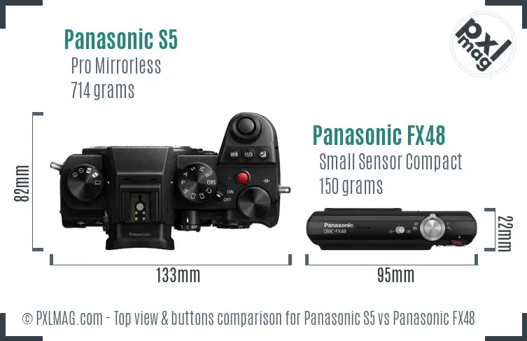 Panasonic S5 vs Panasonic FX48 top view buttons comparison