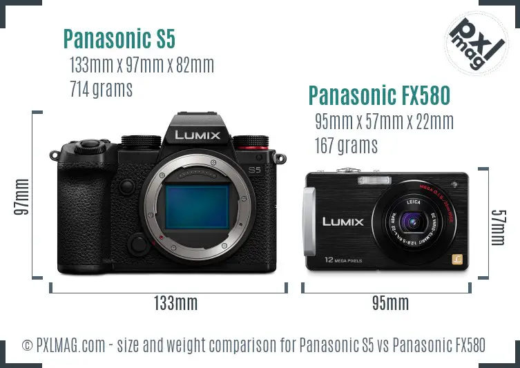 Panasonic S5 vs Panasonic FX580 size comparison