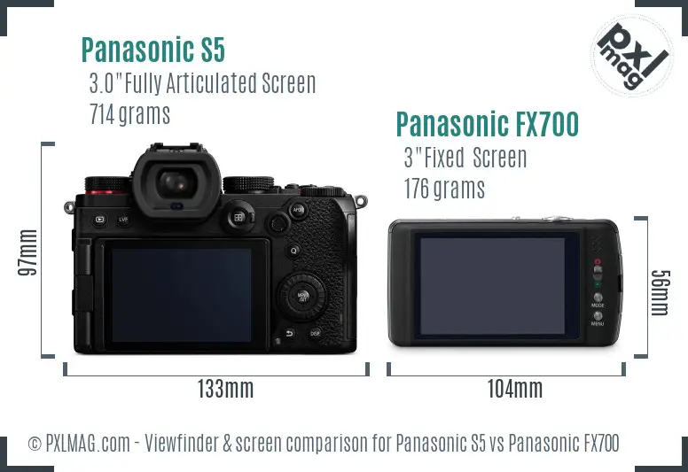 Panasonic S5 vs Panasonic FX700 Screen and Viewfinder comparison