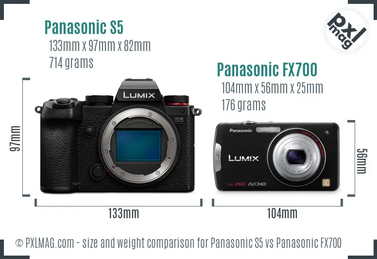 Panasonic S5 vs Panasonic FX700 size comparison