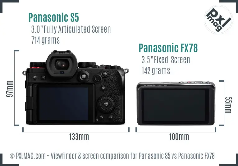 Panasonic S5 vs Panasonic FX78 Screen and Viewfinder comparison