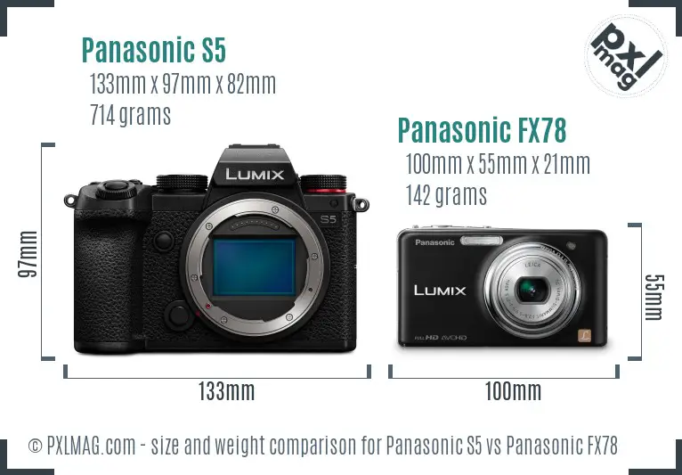 Panasonic S5 vs Panasonic FX78 size comparison