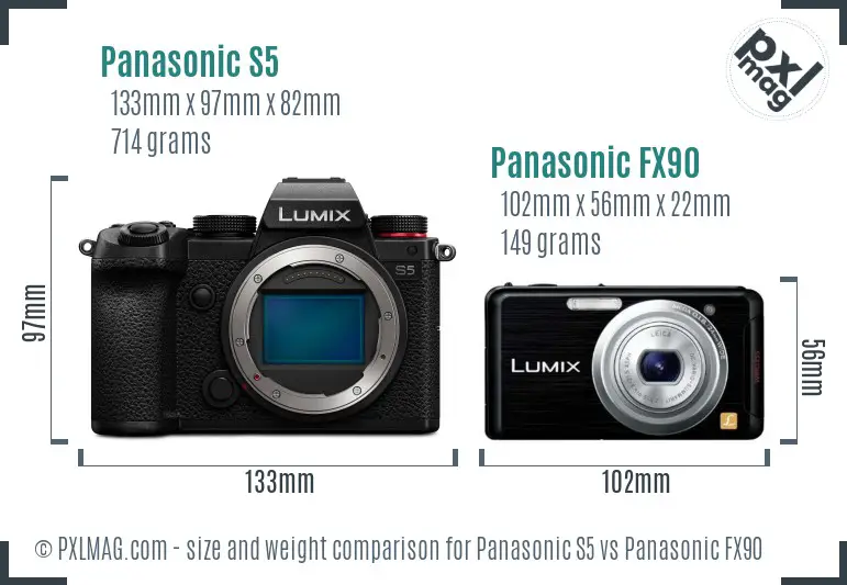 Panasonic S5 vs Panasonic FX90 size comparison Panasonic S5 vs Panasonic FX90 size comparison