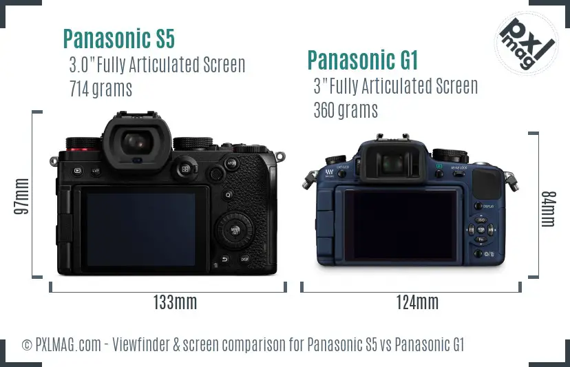 Panasonic S5 vs Panasonic G1 Screen and Viewfinder comparison