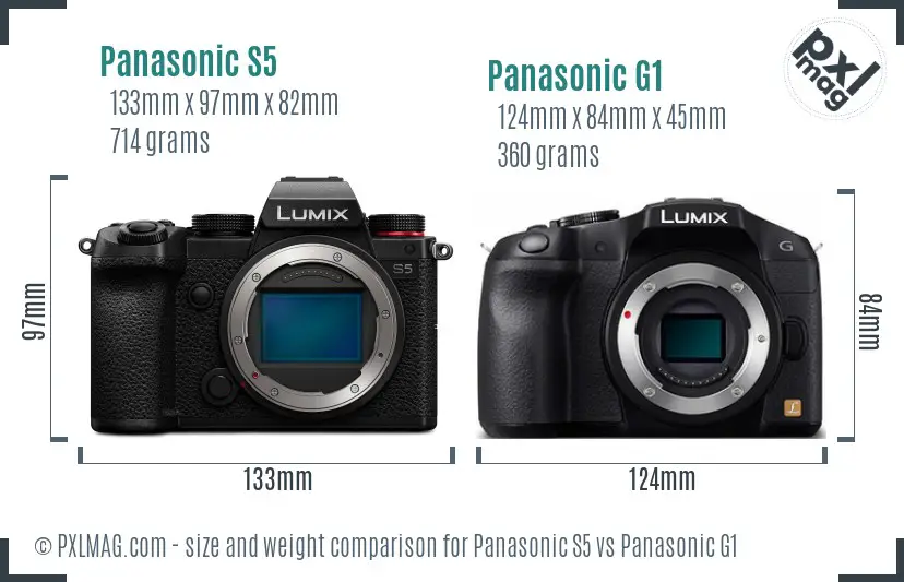 Panasonic S5 vs Panasonic G1 size comparison
