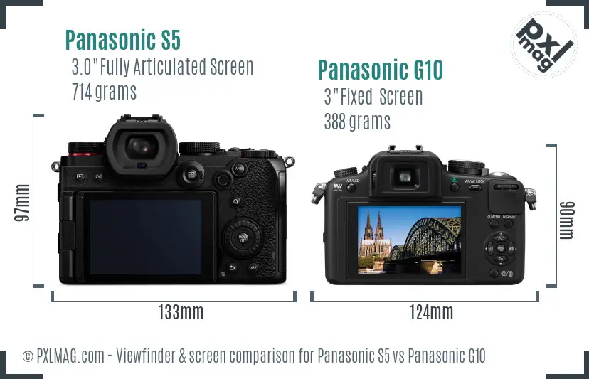 Panasonic S5 vs Panasonic G10 Screen and Viewfinder comparison