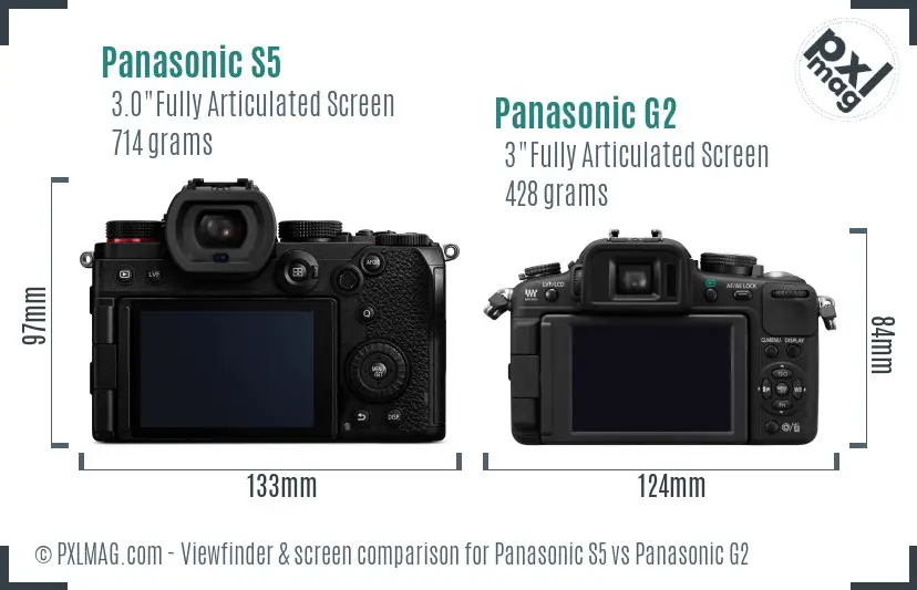 Panasonic S5 vs Panasonic G2 Screen and Viewfinder comparison