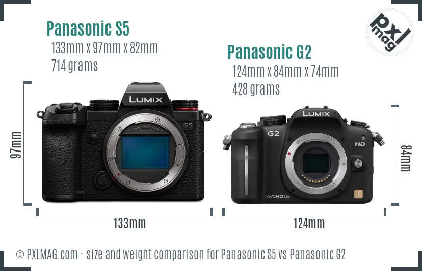 Panasonic S5 vs Panasonic G2 size comparison