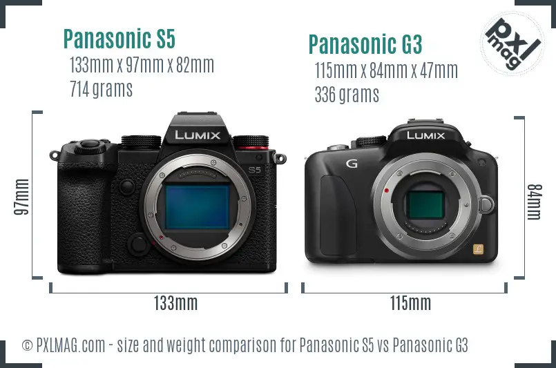 Panasonic S5 vs Panasonic G3 size comparison