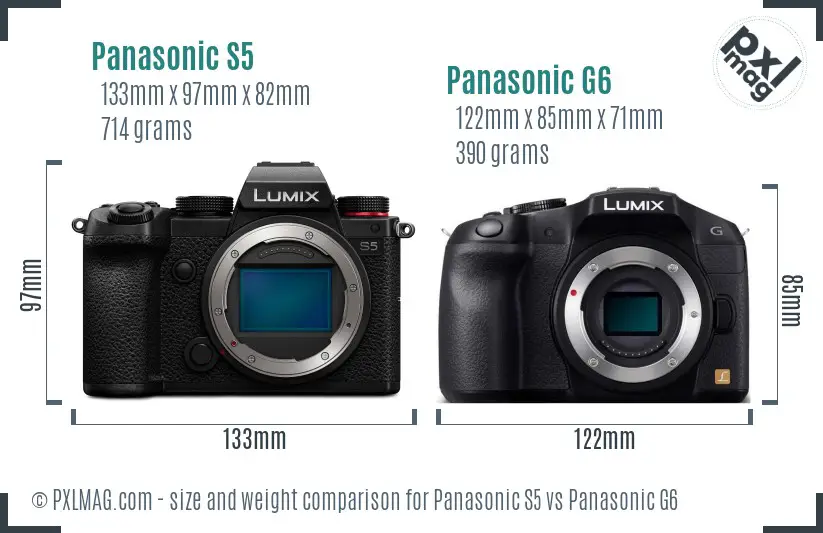 Panasonic S5 vs Panasonic G6 size comparison