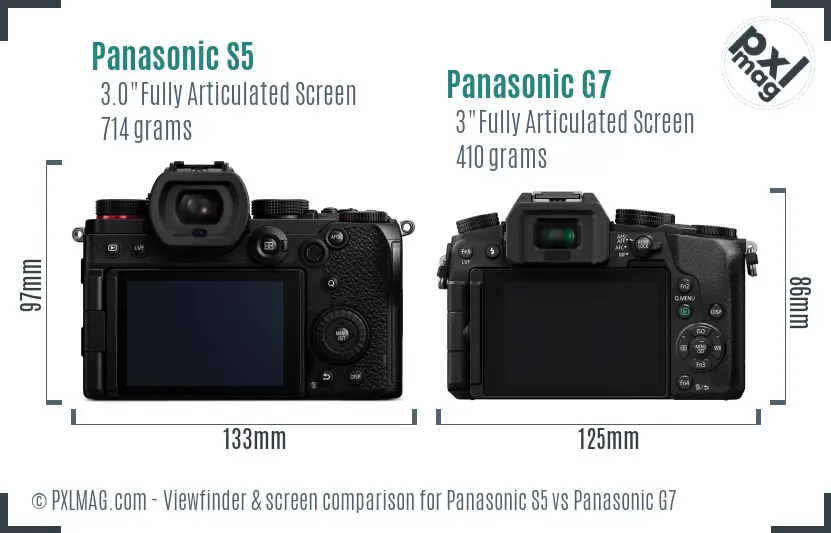 Panasonic S5 vs Panasonic G7 Screen and Viewfinder comparison