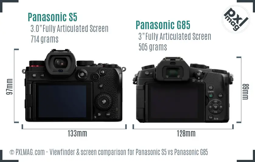 Panasonic S5 vs Panasonic G85 Screen and Viewfinder comparison