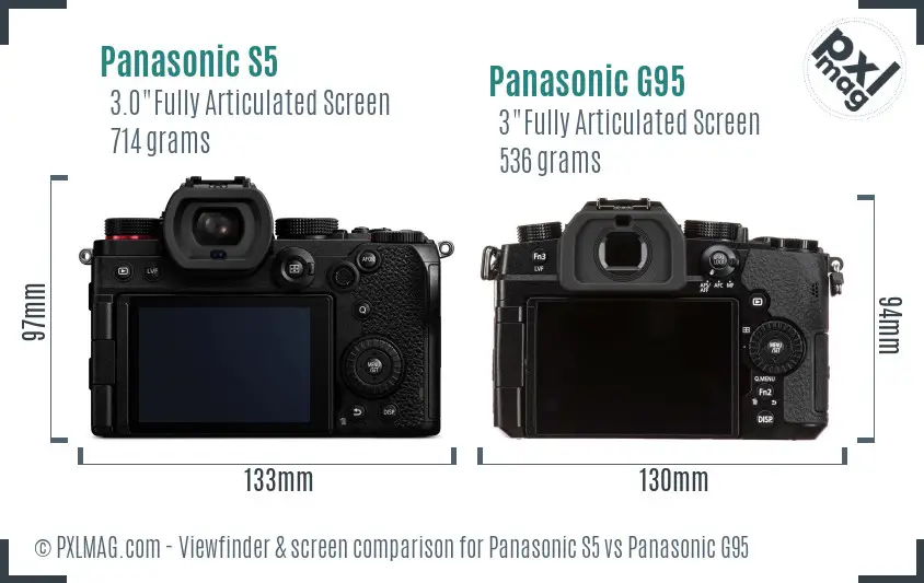 Panasonic S5 vs Panasonic G95 Screen and Viewfinder comparison