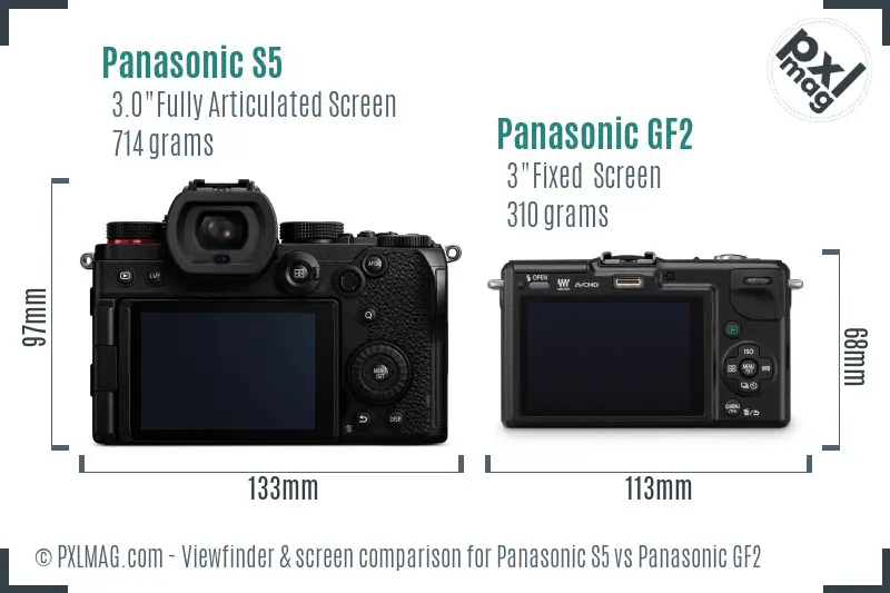 Panasonic S5 vs Panasonic GF2 Screen and Viewfinder comparison