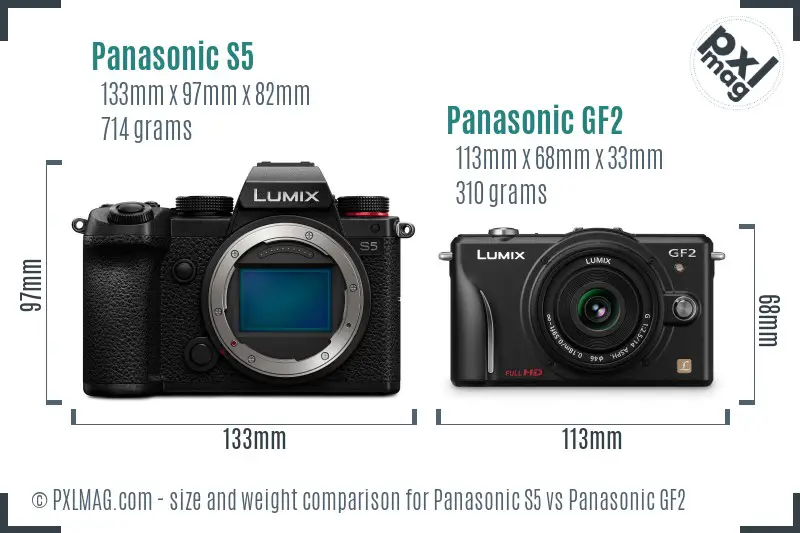 Panasonic S5 vs Panasonic GF2 size comparison