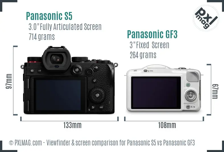 Panasonic S5 vs Panasonic GF3 Screen and Viewfinder comparison