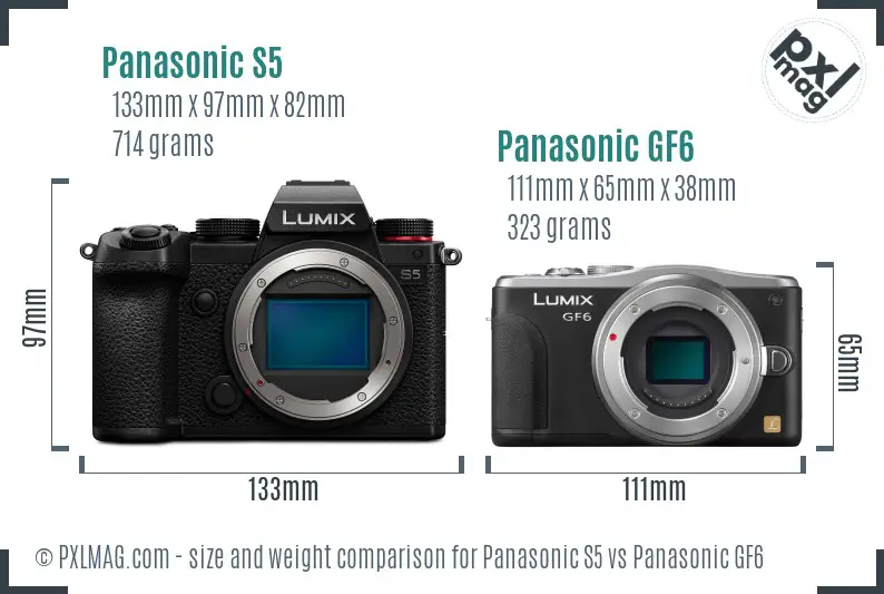 Panasonic S5 vs Panasonic GF6 size comparison