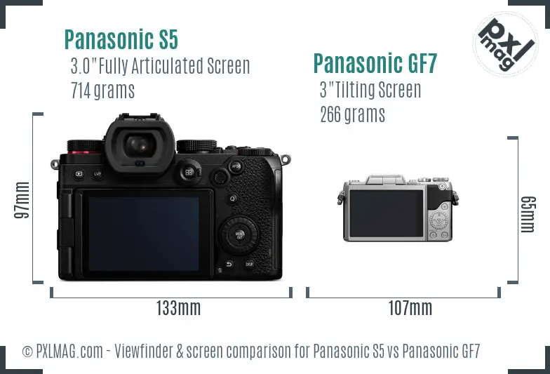 Panasonic S5 vs Panasonic GF7 Screen and Viewfinder comparison