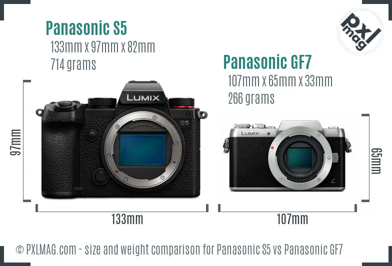 Panasonic S5 vs Panasonic GF7 size comparison