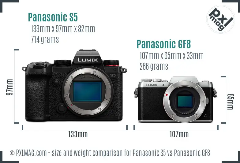 Panasonic S5 vs Panasonic GF8 size comparison
