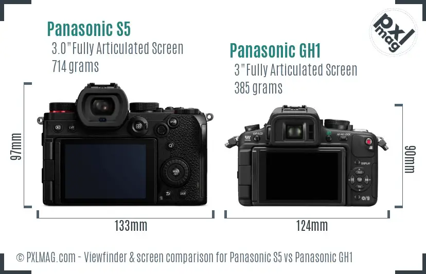 Panasonic S5 vs Panasonic GH1 Screen and Viewfinder comparison