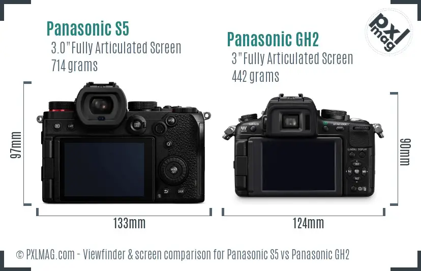 Panasonic S5 vs Panasonic GH2 Screen and Viewfinder comparison