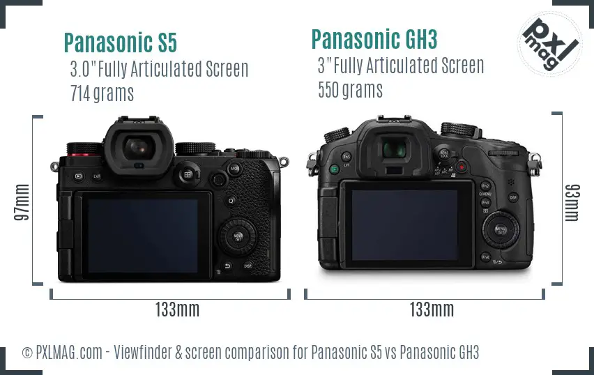 Panasonic S5 vs Panasonic GH3 Screen and Viewfinder comparison