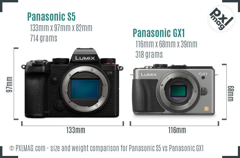 Panasonic S5 vs Panasonic GX1 size comparison