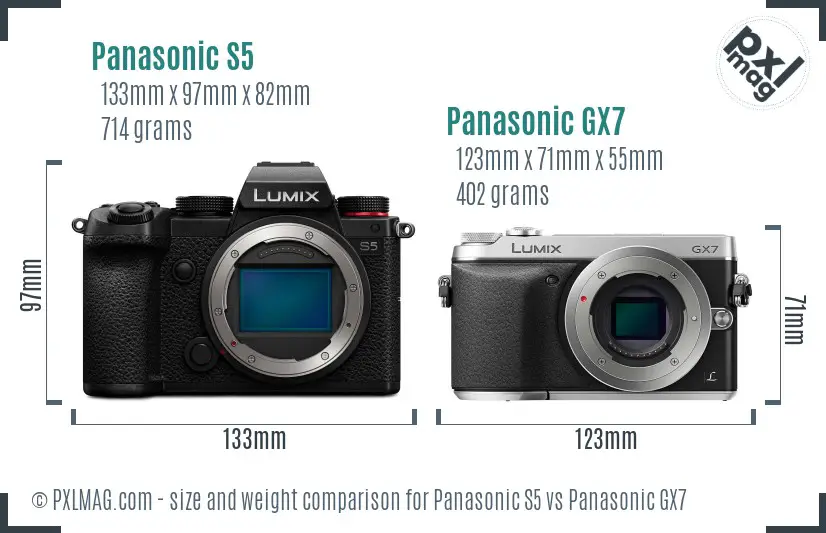 Panasonic S5 vs Panasonic GX7 size comparison