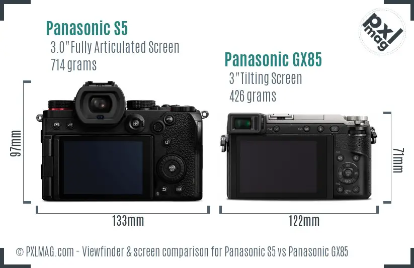 Panasonic S5 vs Panasonic GX85 Screen and Viewfinder comparison Panasonic S5 vs Panasonic GX85 Screen and Viewfinder comparison