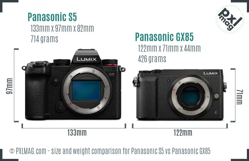 Panasonic S5 vs Panasonic GX85 size comparison Panasonic S5 vs Panasonic GX85 size comparison