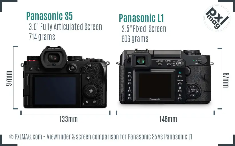 Panasonic S5 vs Panasonic L1 Screen and Viewfinder comparison