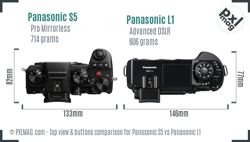 Panasonic S5 vs Panasonic L1 top view buttons comparison