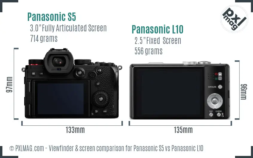 Panasonic S5 vs Panasonic L10 Screen and Viewfinder comparison