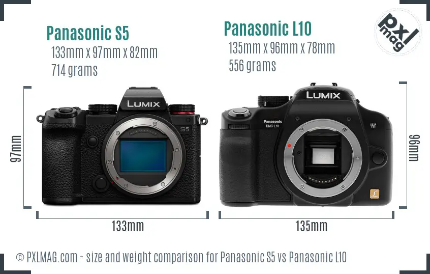 Panasonic S5 vs Panasonic L10 size comparison