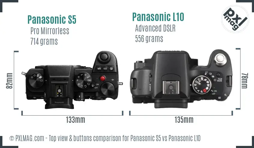 Panasonic S5 vs Panasonic L10 top view buttons comparison