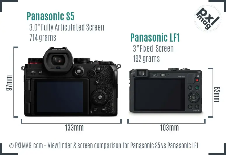 Panasonic S5 vs Panasonic LF1 Screen and Viewfinder comparison