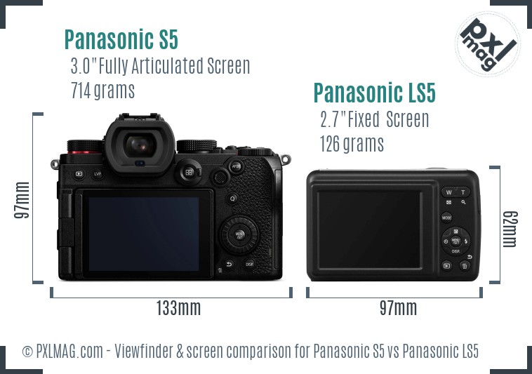 Panasonic S5 vs Panasonic LS5 Screen and Viewfinder comparison