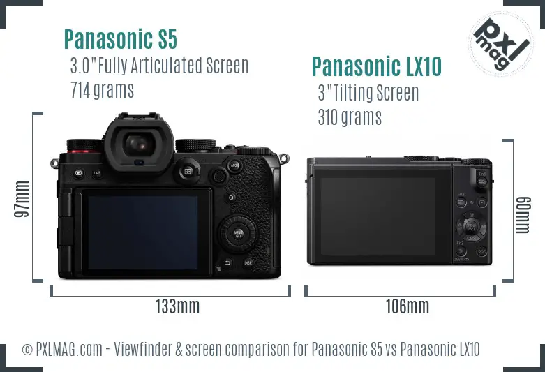 Panasonic S5 vs Panasonic LX10 Screen and Viewfinder comparison