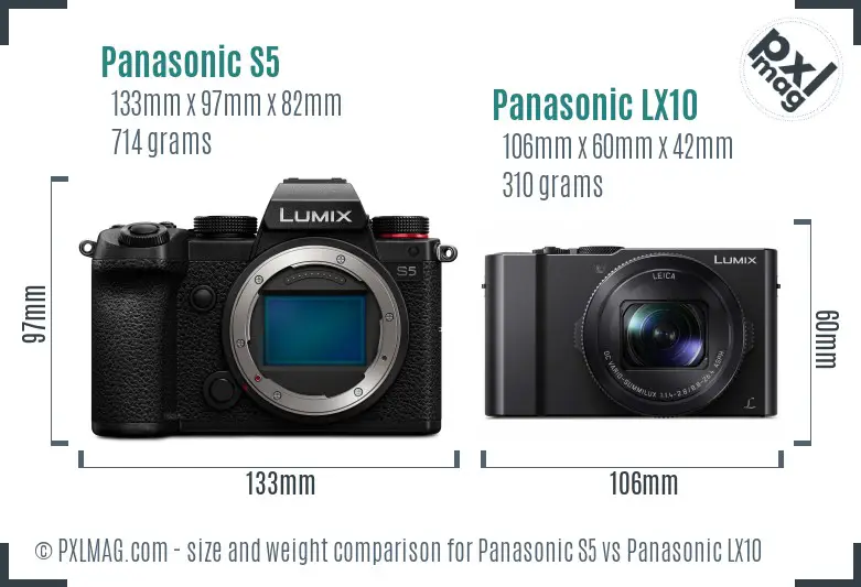 Panasonic S5 vs Panasonic LX10 size comparison