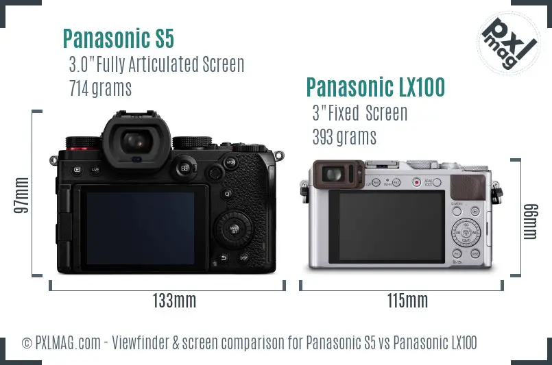 Panasonic S5 vs Panasonic LX100 Screen and Viewfinder comparison